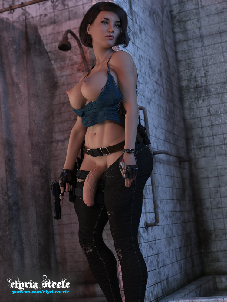 1futa 3d areolae bimbo bob_cut breasts curvy elyria_steele erect_nipples firearm flaccid foreskin futa_only futanari gun handgun jill_valentine jill_valentine_(sasha_zotova) large_breasts large_penis m1911 muscular_futanari nipples no_bra penis penis_in_pants penis_out pistol realistic resident_evil resident_evil_3 solo solo_futa uncut weapon