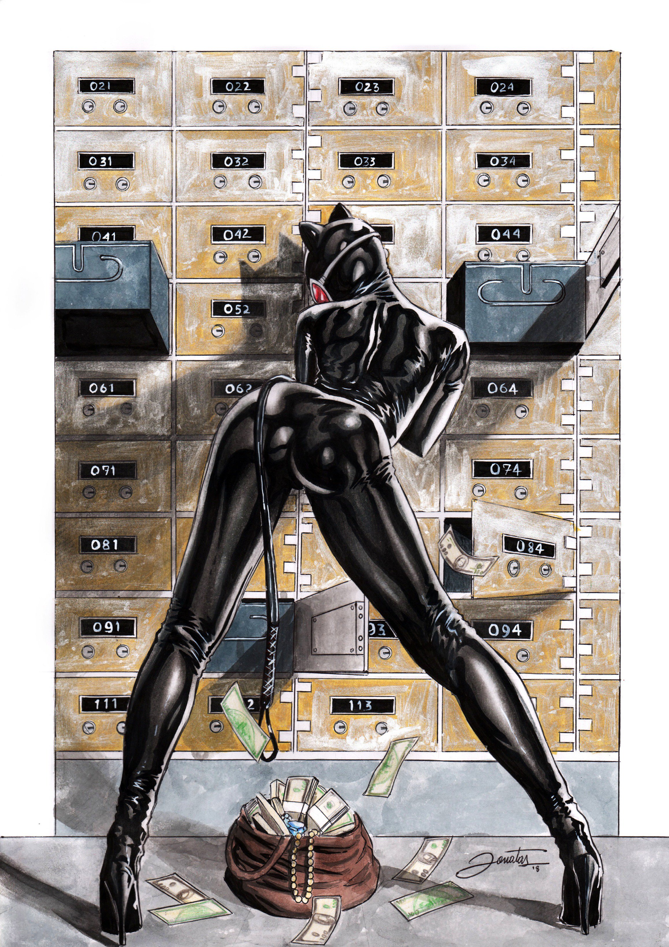 1girls, 2018, ass, batman (series), big ass, bodysuit, catwoman, dc, dc comics, female, female only, jonatas, justice league, selina kyle, skin tight, solo, traditional media (artwork)
