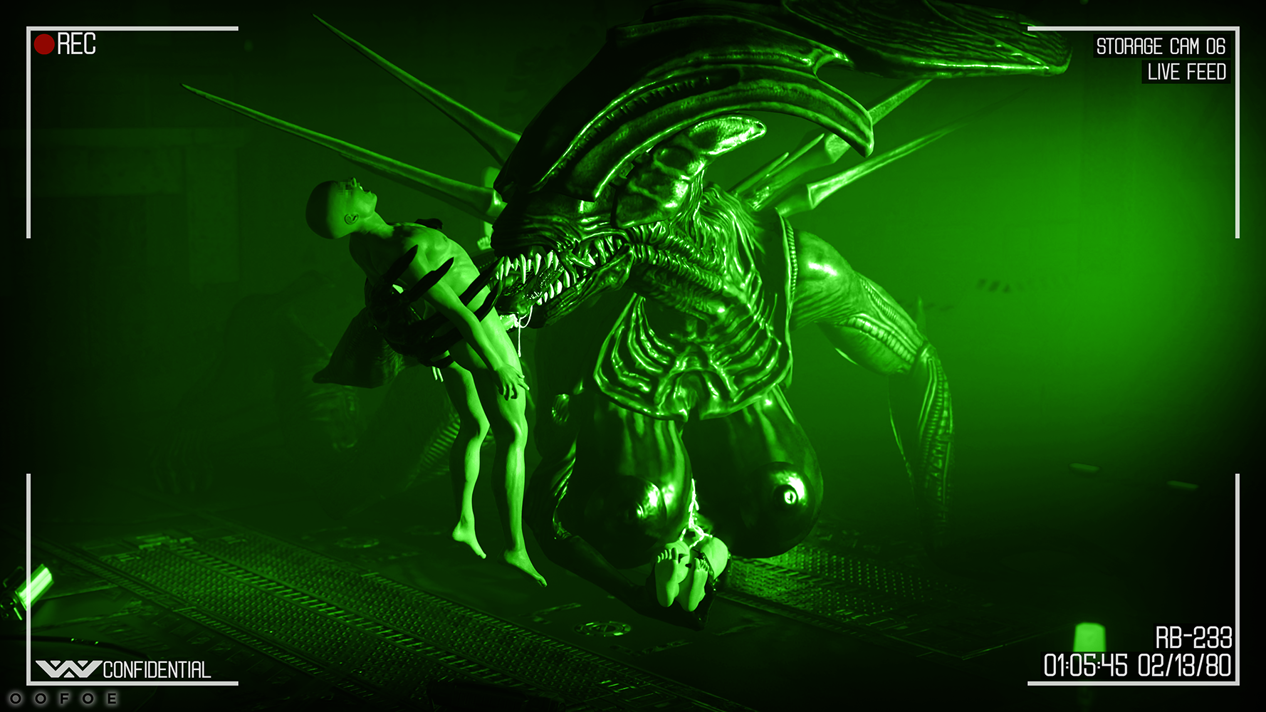 1girls, 3boys, 3d, 3d (artwork), 3d render, alien, alien (franchise), alien girl, alien/human, big areola, big breasts, blender, blender (software), blender cycles, breasts, cum, cum between breasts, cum in mouth, dead by daylight, fellatio, female xenomorph, femdom, forced, forced paizuri, forced sex, held up, holding another, holding another's leg, huge breasts, human, larger female, monster, monster girl, monster on male, night vision, oofoe, paizuri, security camera, self upload, size difference, smaller human, smaller male, titjob, weyland yutani, xenomorph, xenomorph queen