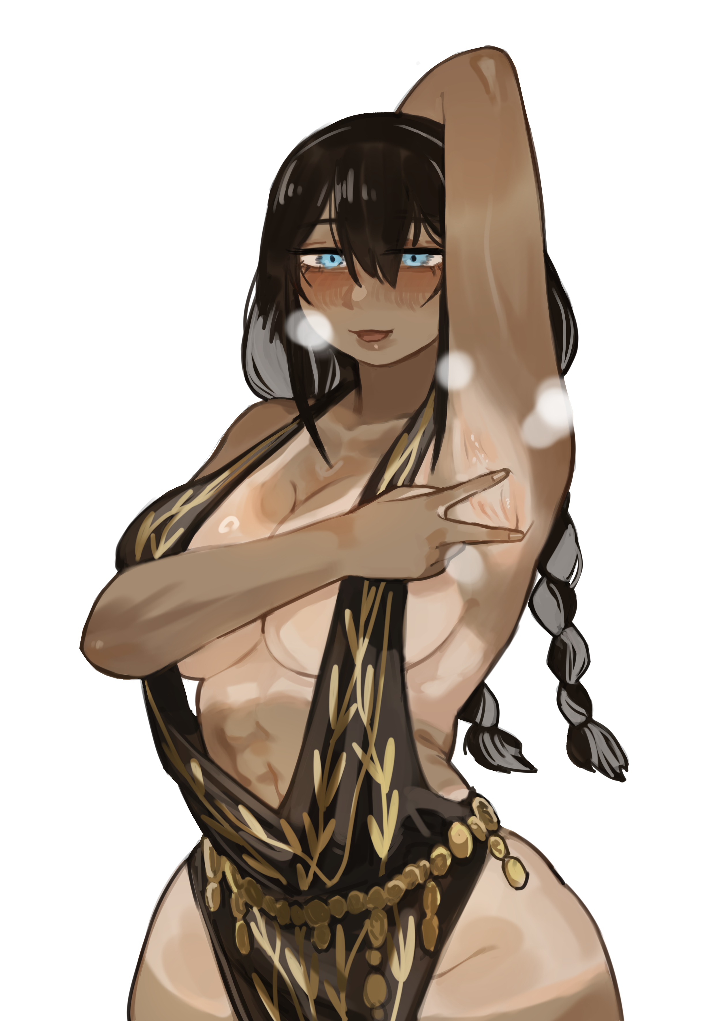 armpits, big ass, big breasts, elden ring, female, female only, fromsoftware, miaojiangyou, queen marika the eternal (cosplay), sorceress sellen, steam, steamy armpits, steamy breath, sweat, thick thighs