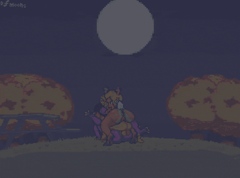 amazon position, amazonian mating press, animated, cum, cum in pussy, cum inside, deltarune, dmoons, female, human on anthro, kris (deltarune), mating press, noelle holiday, pussy, susie (deltarune), threesome