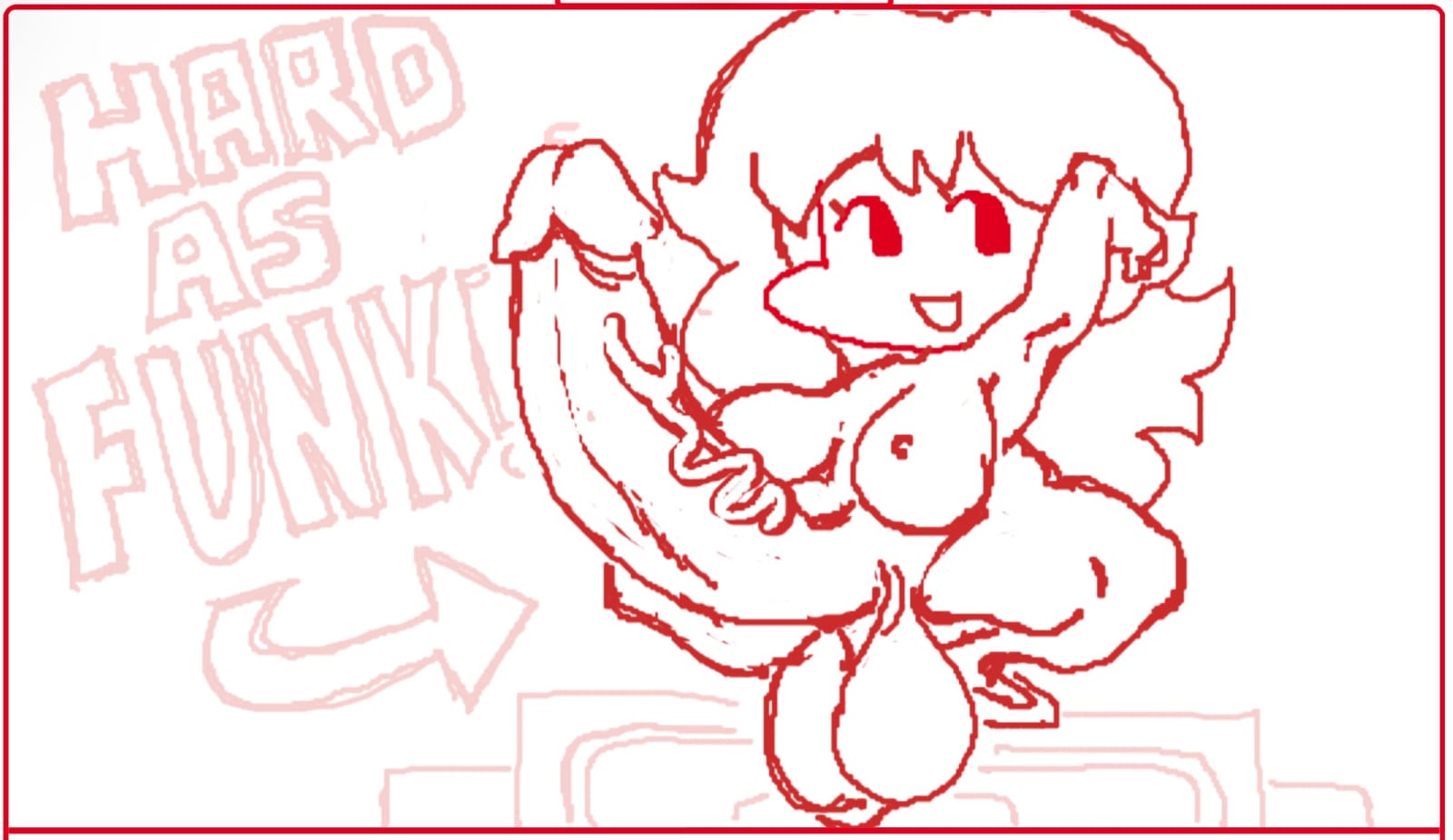 big balls, big breasts, big penis, friday night funkin, futanari, girlfriend (friday night funkin), huge cock, kneeling, large breasts, large penis, long hair, long penis, offbranded, penis bigger than body, showing off, sketch, veiny penis