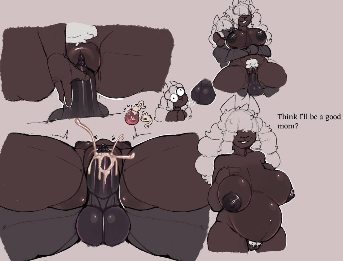 1boy1girl, anthro, anthro girl, big breasts, breasts, cum, cum inside, dark-skinned female, deidra (homosheep), furry, hair, impregnation, nipples, penis in pussy, pregnant, pregnant female, pubic hair, pussy, pussy juice, sheep, sheep girl, sheepsause, thick thighs, white hair, white wool, wool (fur)