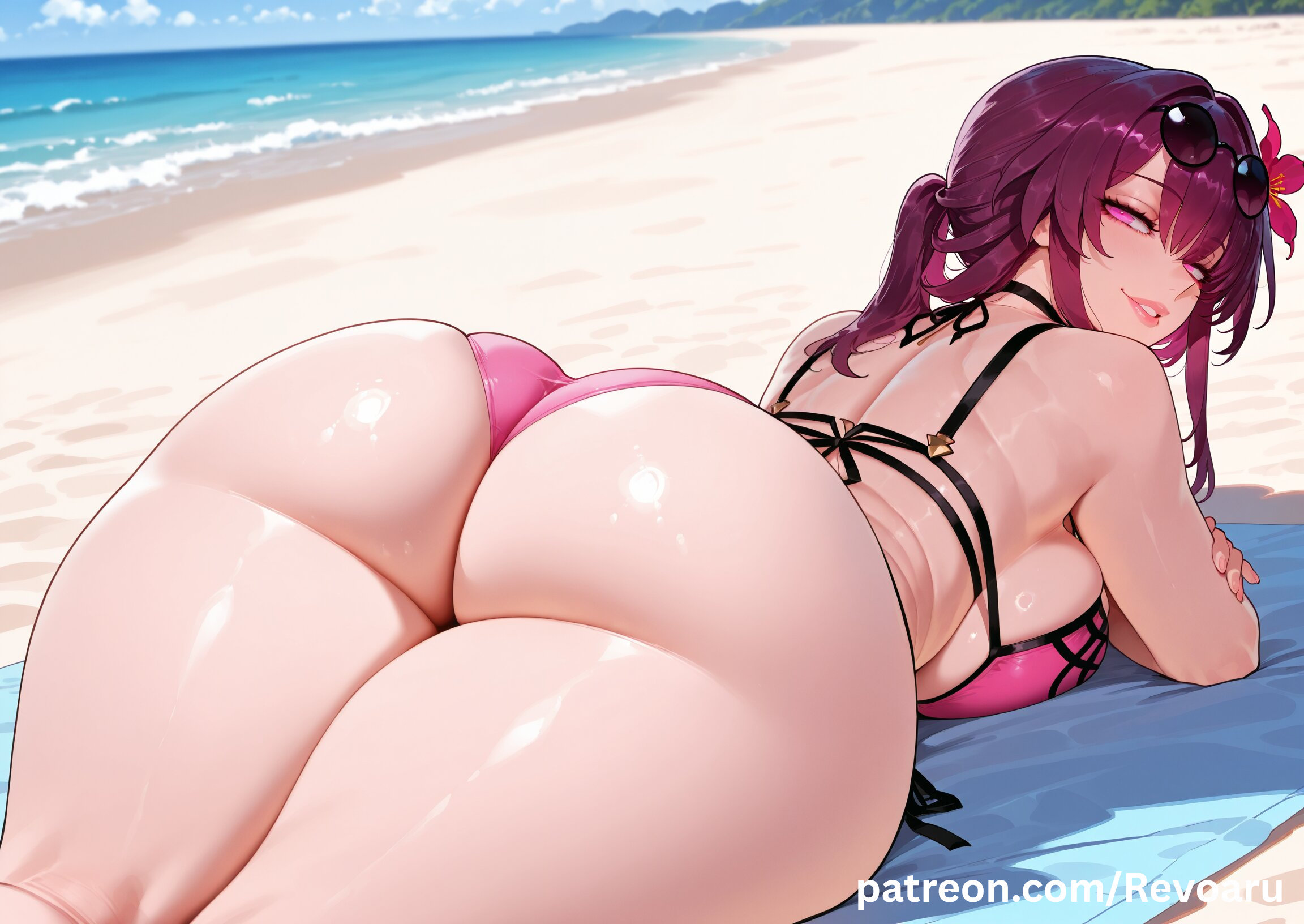 1girls, ai generated, ass, ass focus, big ass, big breasts, bikini, breasts, female, female only, honkai (series), honkai: star rail, hoyoverse, huge ass, huge breasts, kafka (honkai: star rail), light-skinned female, mature, mature female, purple hair, quality, revoaru, solo, thick thighs, thighs