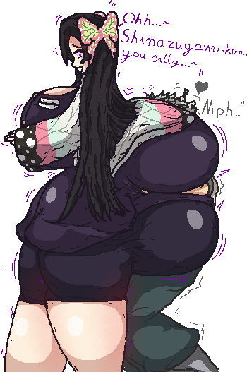 1boy 1girls ass_bigger_than_head ass_bigger_than_torso ass_grab ass_jiggle ass_squeeze ass_squish big_ass big_breasts big_thighs black_hair butt_hug butterfly_clip butterfly_hair_ornament buttoned_shirt crop_top curvy_figure dark_green_pants dejizocjan demon_slayer demon_slayer_uniform gigantic_ass grey_clothing haori head_between_ass head_between_cheeks hourglass_figure hyper_ass hyper_breasts kimetsu_no_yaiba kochou_kanae long_hair massive_ass pink_eyes sanekana sanemi_shinazugawa ship short_jacket side_view squishy_butt text thick_ass thick_thighs tight_clothing transparent_background voluptuous white_hair wide_hips