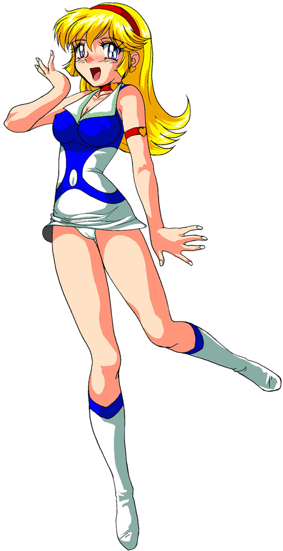 1990s 1997 1girls 20th_century armlet blonde_hair blue_eyes boots breasts cameltoe choker cutie_honey cutie_honey_flash dress erect_nipples eyeball_(artist) female female_only hairband heart honey_kisaragi human impossible_clothes knee_boots kneehighs large_breasts light-skinned_female light_skin long_hair minidress nipple_bulge nipples panties pokies simple_background skirt sleeveless smile solo underwear white_background