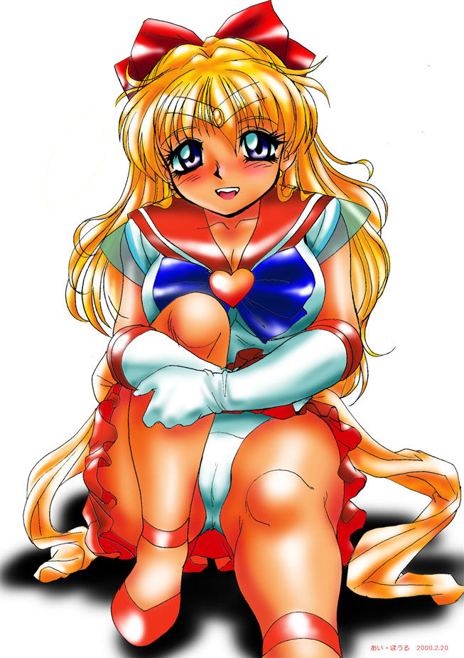 2000 bishoujo_senshi_sailor_moon blush cameltoe dated eyeball_(artist) female female_only human minako_aino panties sailor_venus smile solo underwear