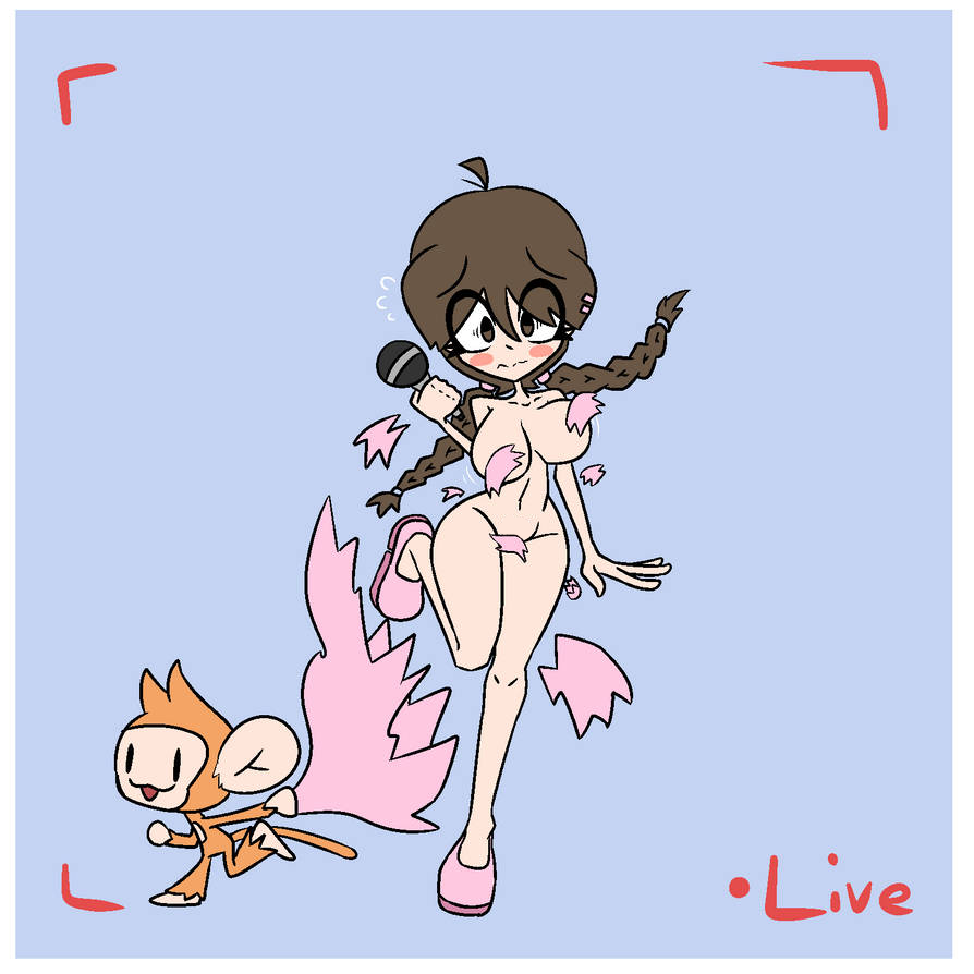 1girls age_difference alternate_version_available assisted_exposure blush braid braided_hair braided_twintails braids breasts brown_hair clothing_damage convenient_censoring embarrassed embarrassed_nude_female enf hourglass_figure jpeg_artifacts large_breasts microphone monkey nude pop_singer_(rhythm_heaven) rhythm_heaven rhythm_tengoku rhythm_tengoku_gold ripped_clothing shaved_pussy shoes_only strawberriexe wide_hips