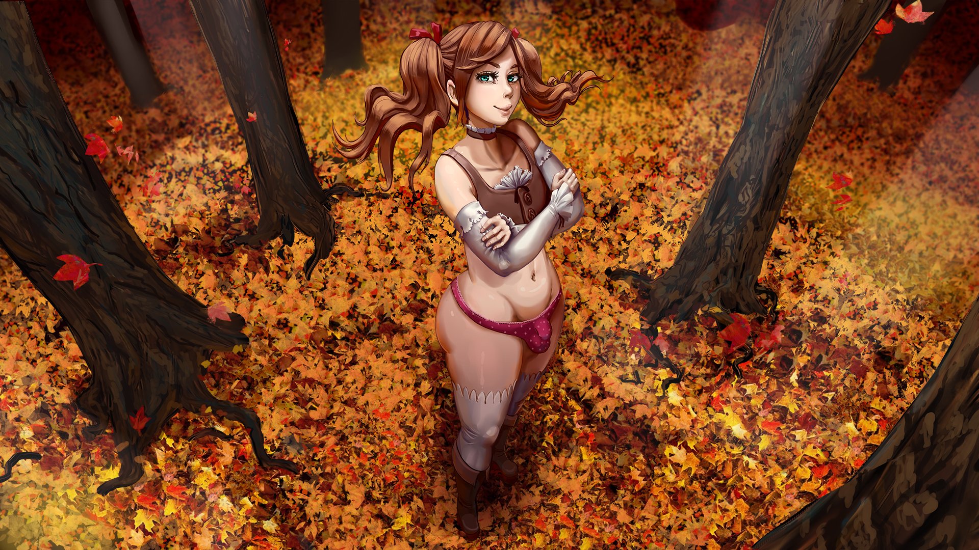 1boy, balls, bulge, femboy, girly, hiro (tales of androgyny), looking at viewer, majalis, male, male only, penis, penis under clothes, tales of androgyny, testicles, thighhighs, trap