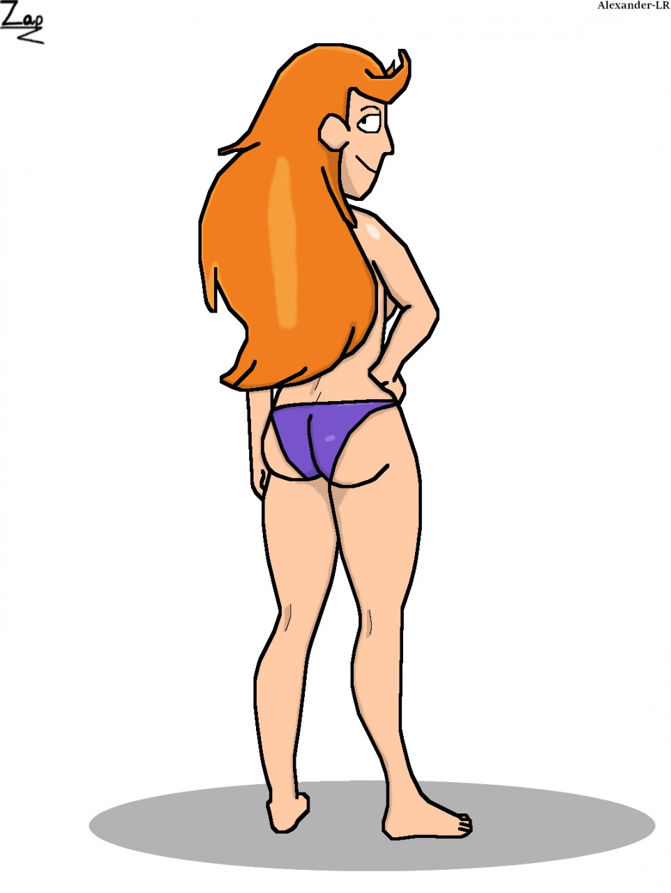 back_view female female_only looking_at_viewer panties purple_panties red_hair rick_and_morty solo summer_smith topless zap92