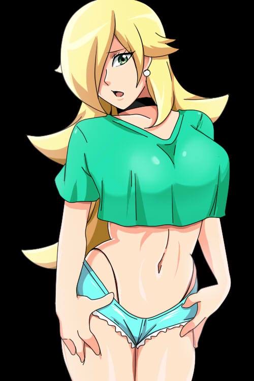 1girls, artist request, ass, big breasts, black background, blonde hair, breasts, capcom, clothing, cosplay, female, female only, laura matsuda, laura matsuda (cosplay), long hair, looking at viewer, mario (series), midriff, nintendo, princess rosalina, simple background, solo, street fighter, street fighter iii, street fighter iii (series), street fighter iii: 3rd strike, street fighter v, very long hair