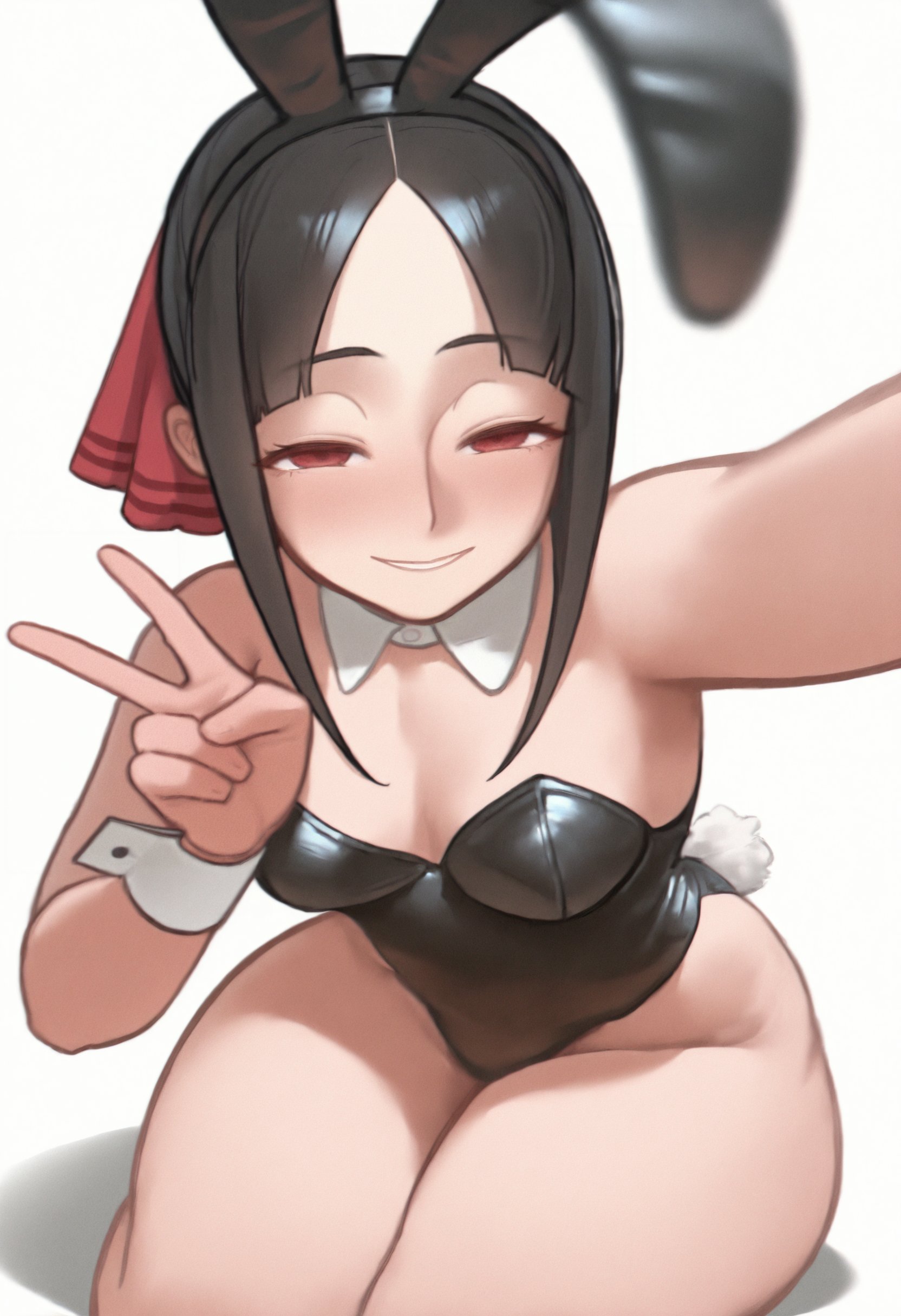 1girls, ai generated, breasts, cr00wy, female, female focus, female only, kaguya-sama wa kokurasetai ~tensai-tachi no renai zunousen~, light skin, light-skinned female, looking at viewer, shinomiya kaguya, small breasts, solo, thick thighs, thighs, white background, wide hips