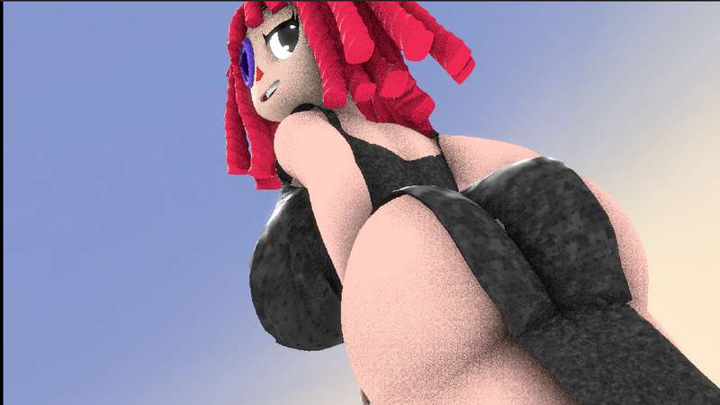 3d, 3d (artwork), ass, atomicgato, big ass, big breasts, black dress, breasts, dress, looking back, needs tags, outfit swap, ragatha (pub outfit), ragatha (the amazing digital circus), skimpy outfit, tagme, the amazing digital circus