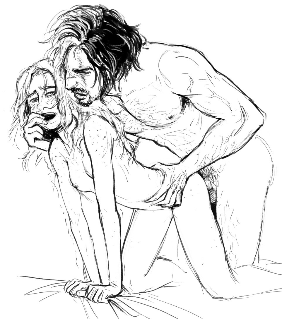 1boy, 1girls, clair obscur: expedition 33, female, incest, maelle (clair obscur: expedition 33), male, monochrome, nude female, nude male, sketch, verso (clair obscur: expedition 33)