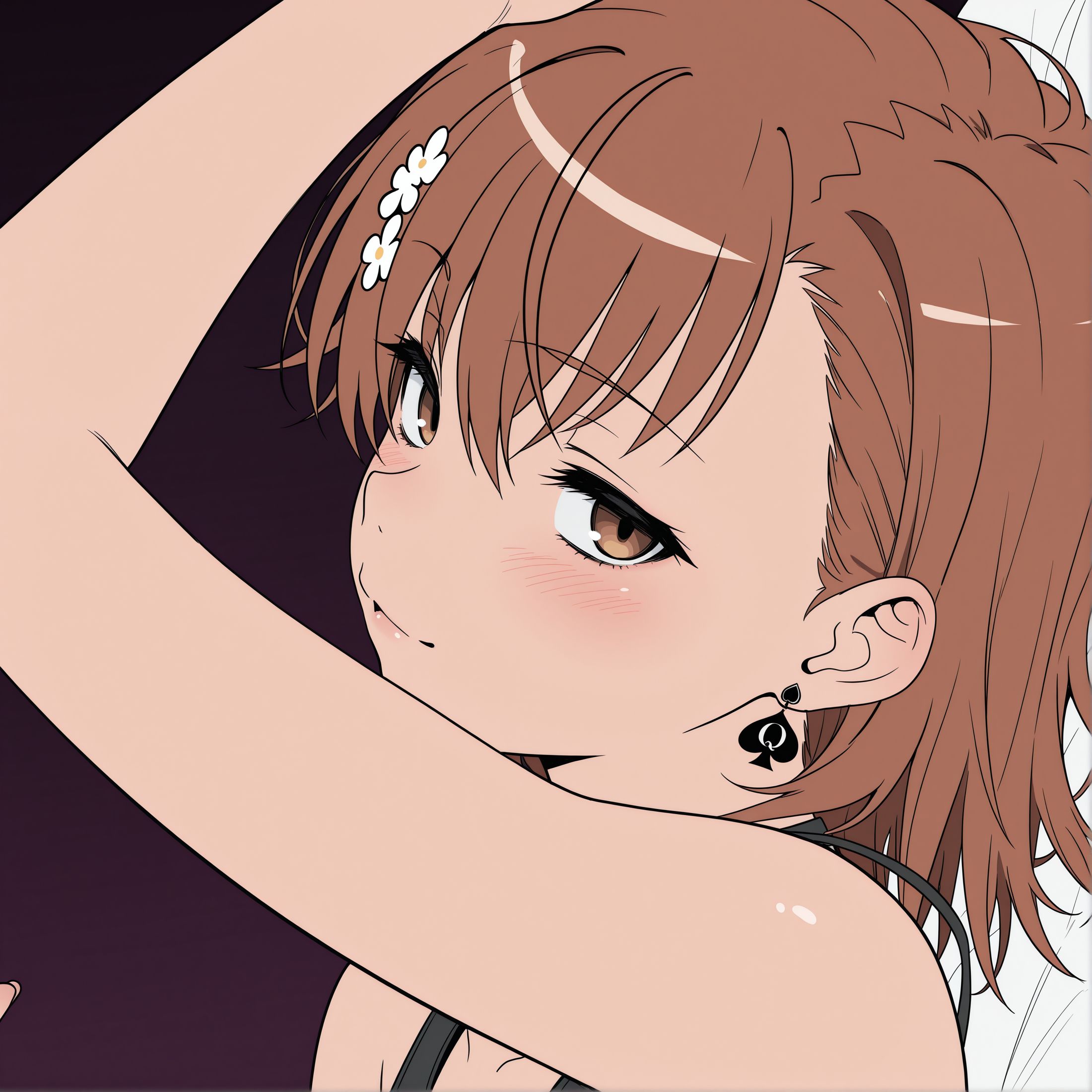 1girls, ai generated, blacked, brown eyes, brown hair, cuckold, female, femdom, from side, interracial, light-skinned female, misaka mikoto, netorare, ntr, pose, qos, queen of spades, seduction, seductive, seductive body, seductive eyes, seductive female, seductive gaze, seductive look, seductive mouth, seductive pose, seductive smile, shrubby, smirk, smug grin, spade earrings, teasing, toaru kagaku no railgun, toaru majutsu no index