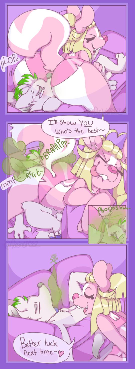 1boy, 1girls, anthro, ass, big ass, closed eyes, clothed, clothing, comic, duo, effie the skunk, english text, facesitting, fart, fart fetish, female, femdom, furry, heart, huge ass, large ass, male, malesub, pastelassz, shorts, skunk, smile, sofa, spoken heart, straight, text, tongue, tongue out