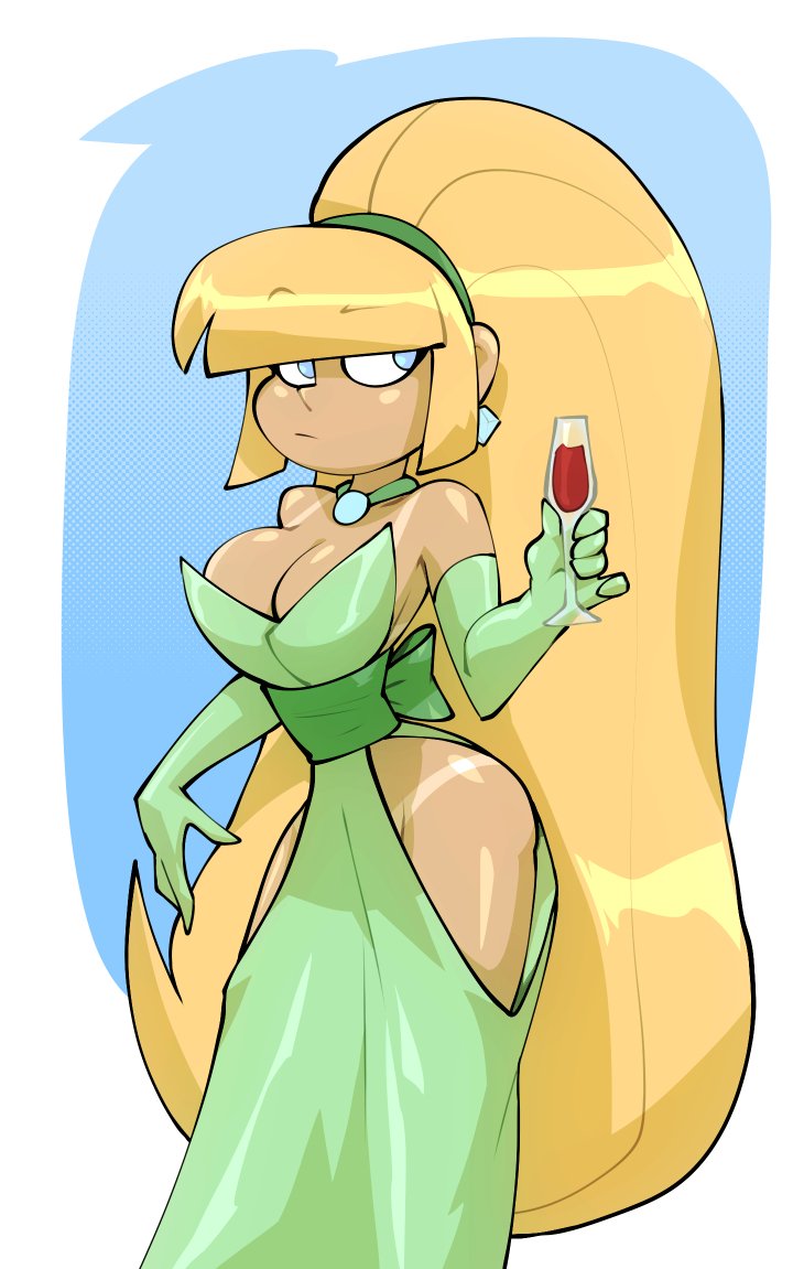 2019, big hair, bigdad, blonde, blonde hair, blue eyes, breasts, cleavage, disney, disney channel, disney xd, dress, female, female focus, female only, gloves, gravity falls, hips, human, long hair, necklace, no bra, no panties, pacifica northwest, revealing clothes, solo, solo female, straight hair, tan, tanlines, thick thighs, thighs, very long hair, wine glass