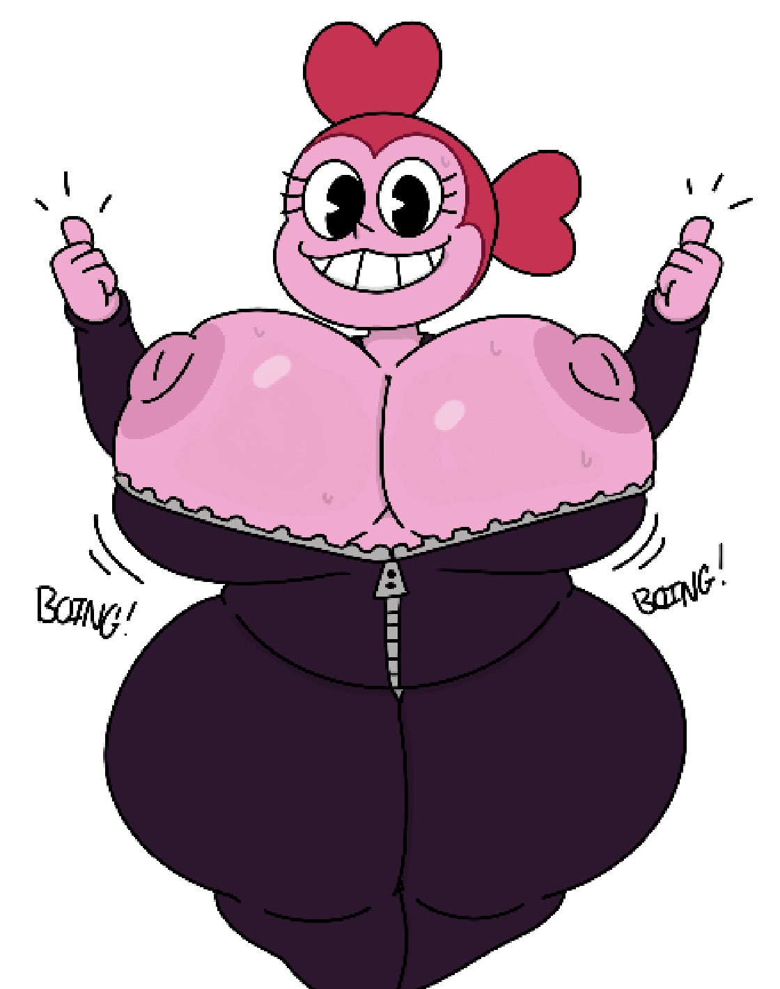 big_ass big_breasts biker biker_jacket cleavage large_ass large_breasts large_butt large_thighs pink_body pink_hair pink_nipples pink_skin spinel_(steven_universe) steven_universe steven_universe:_the_movie steven_universe_future theslashfive