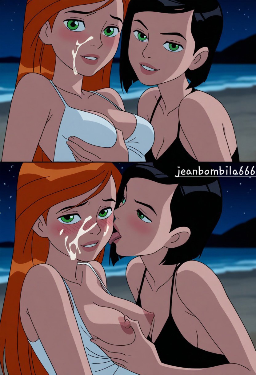 ai generated, ben 10, ben 10 alien force, ben 10 ultimate alien, breasts, cartoon network, comic, comic page, cum, cum on face, female, gwen tennyson, gwen tennyson (alien force), gwen tennyson (ultimate alien), jeanbombila666, lesbian, oppai, yuri
