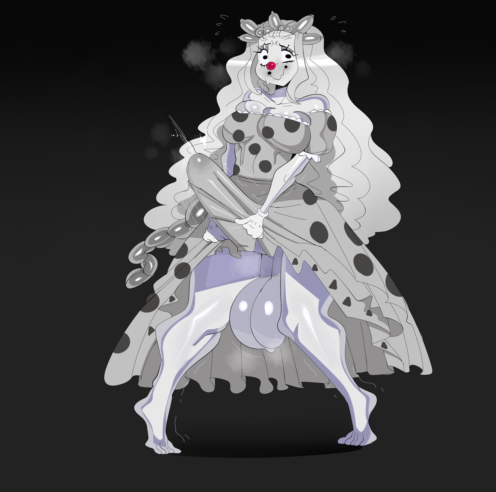 1futa, balls, big balls, big cock, big penis, big testicles, breasts, clown, clown girl, clown makeup, clown nose, cock, dickgirl, female, futa only, futanari, intersex, penis, polka dot, polka dot dress, princess (slay the princess), slay the princess, solo, solo focus, tagme, tayuri, testicles, the clown (slay the princess)