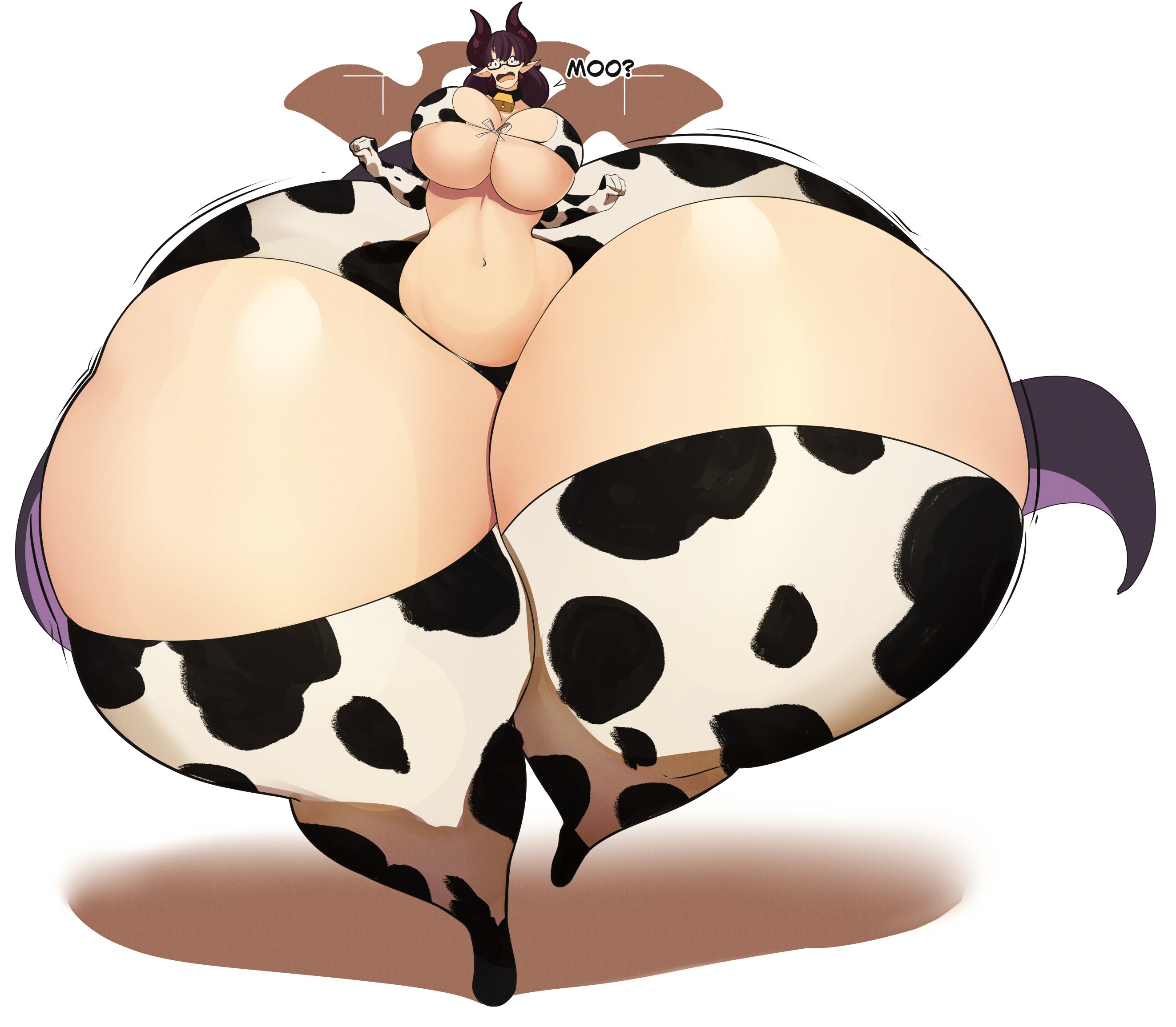 1girls, ass, ass bigger than body, ass bigger than head, ass bigger than torso, ass body, breasts, carlosgizza, colossal ass, cow print, enormous breasts, female, giantess, hyper, hyper ass, hyper breasts, solo female, tagme, talking, text