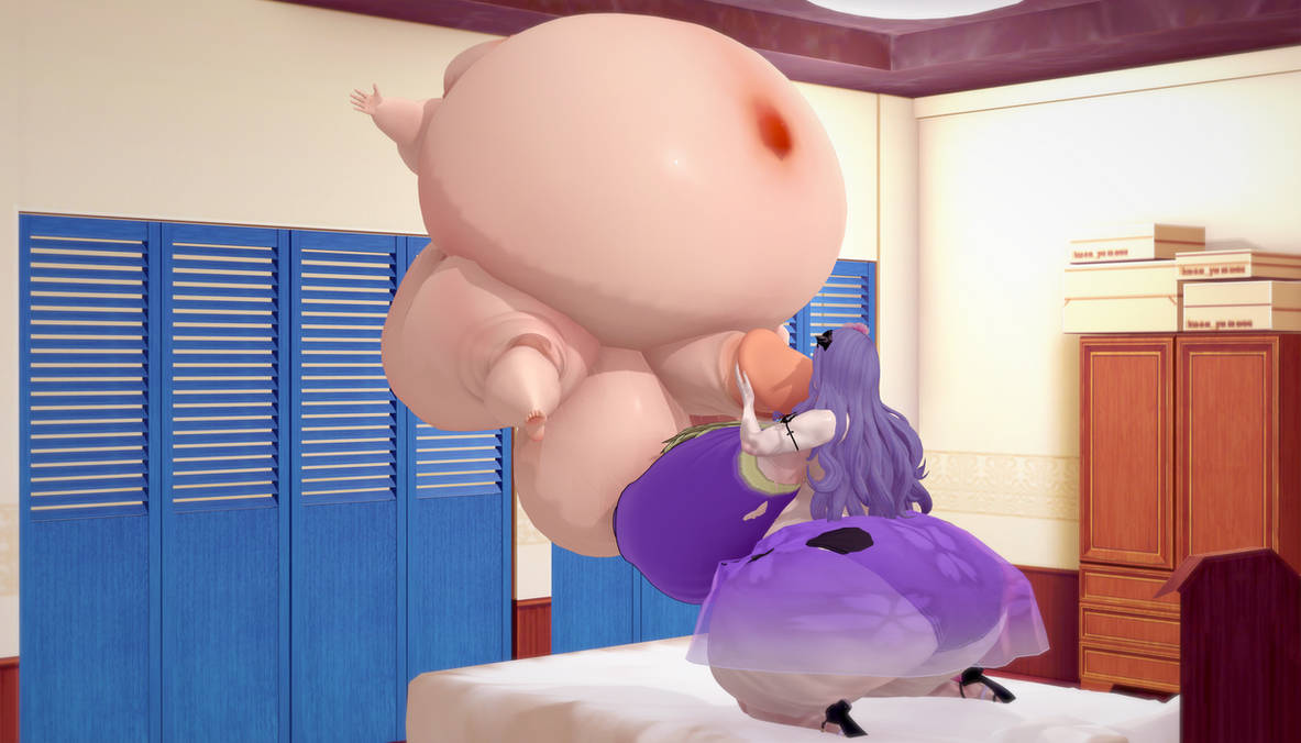 1boy 3d 3d_render blowjob breasts bubble_butt camilla_(fire_emblem) camilla_(summer)_(fire_emblem) female femdom fire_emblem fire_emblem_fates full_body_inflation huge_ass huge_balls huge_belly huge_breasts huge_cock inflation inflation_fetish male male/female male_inflation male_sub nintendo oc puffkiss purple_eyes purple_hair redguy1995_(artist) spherical_inflation ych