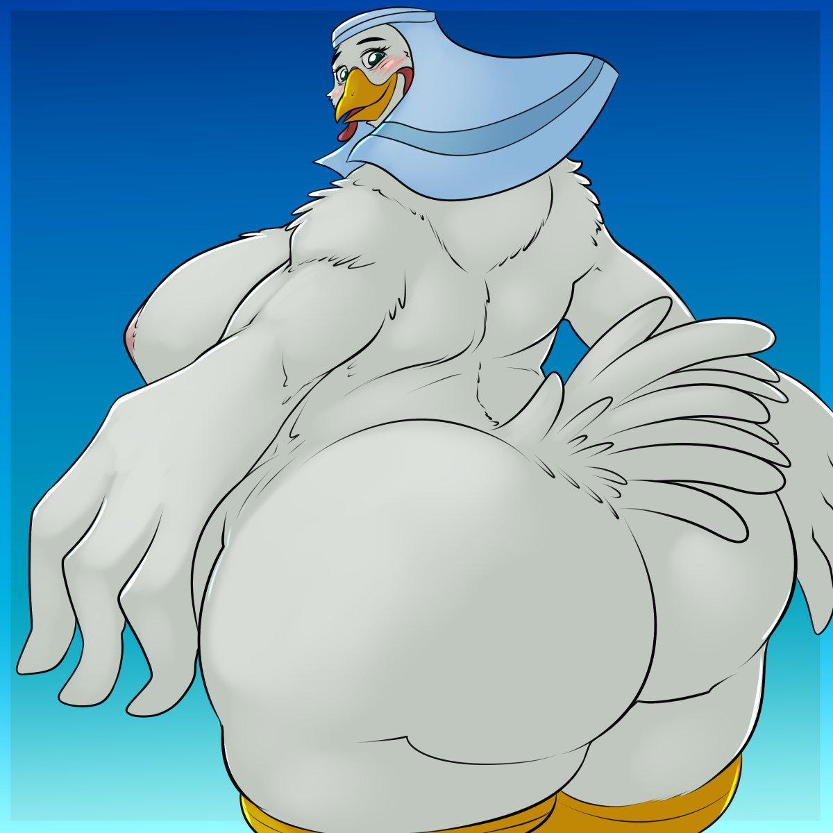 2023 anthro ass ass avian beak belly ben300 big_ass big_breasts big_butt bird blush blush blushing_female blushing_profusely breasts chicken chubby_anthro chubby_female clothing disney feathers female furry furry_female galliform gallus_(genus) genitals half-closed_eyes hand_on_breast headgear headgear_only headwear headwear_only hi_res lady_kluck mostly_nude mostly_nude_female narrowed_eyes navel nipples nude nude_female overweight overweight_anthro overweight_female phasianid pussy robin_hood_(disney) slightly_chubby solo standing white_body white_feathers wide_hips