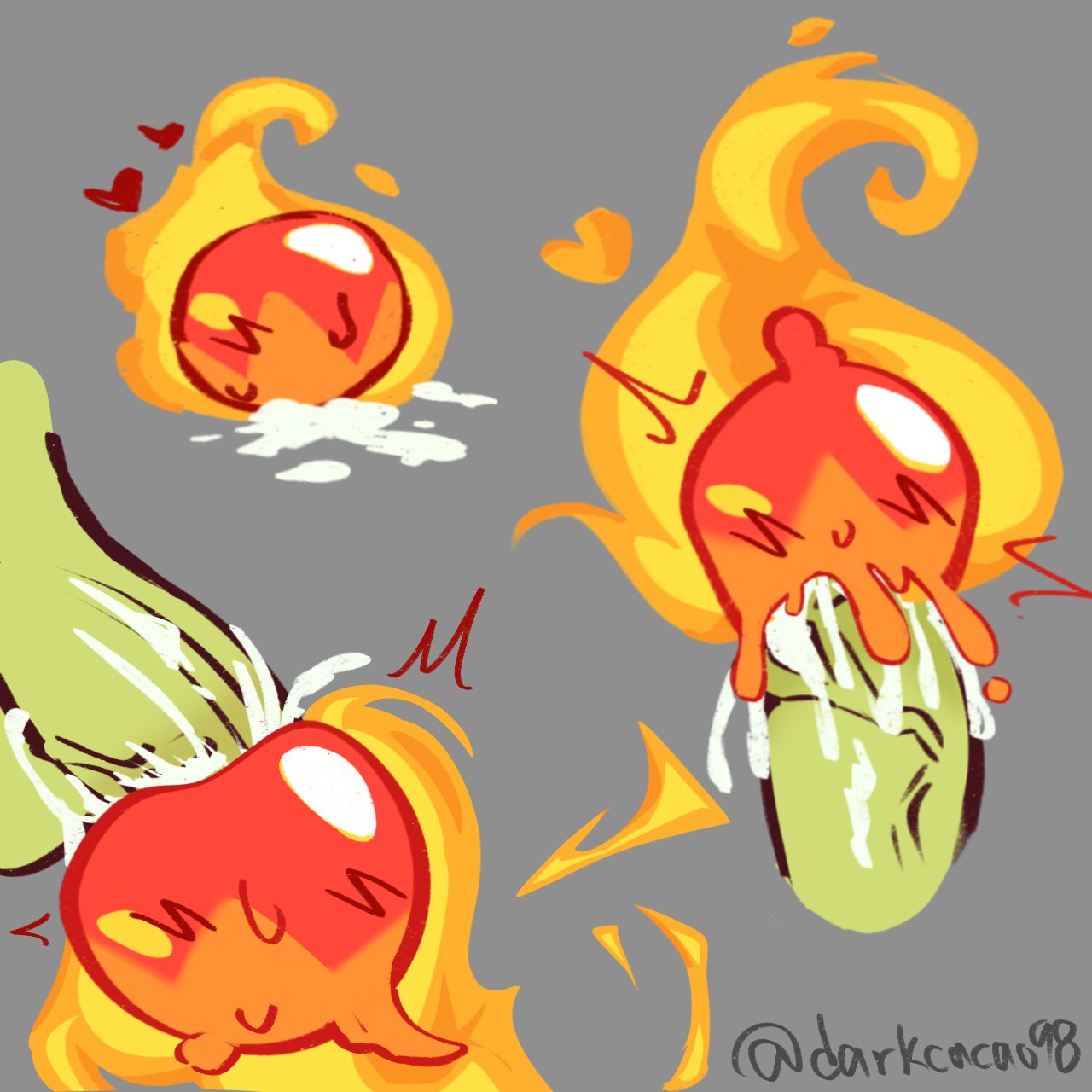 ball (object), cookie run, cookie run kingdom, cookie run ovenbreak, darkcacao98 (artist), fire spirit cookie, wind archer cookie
