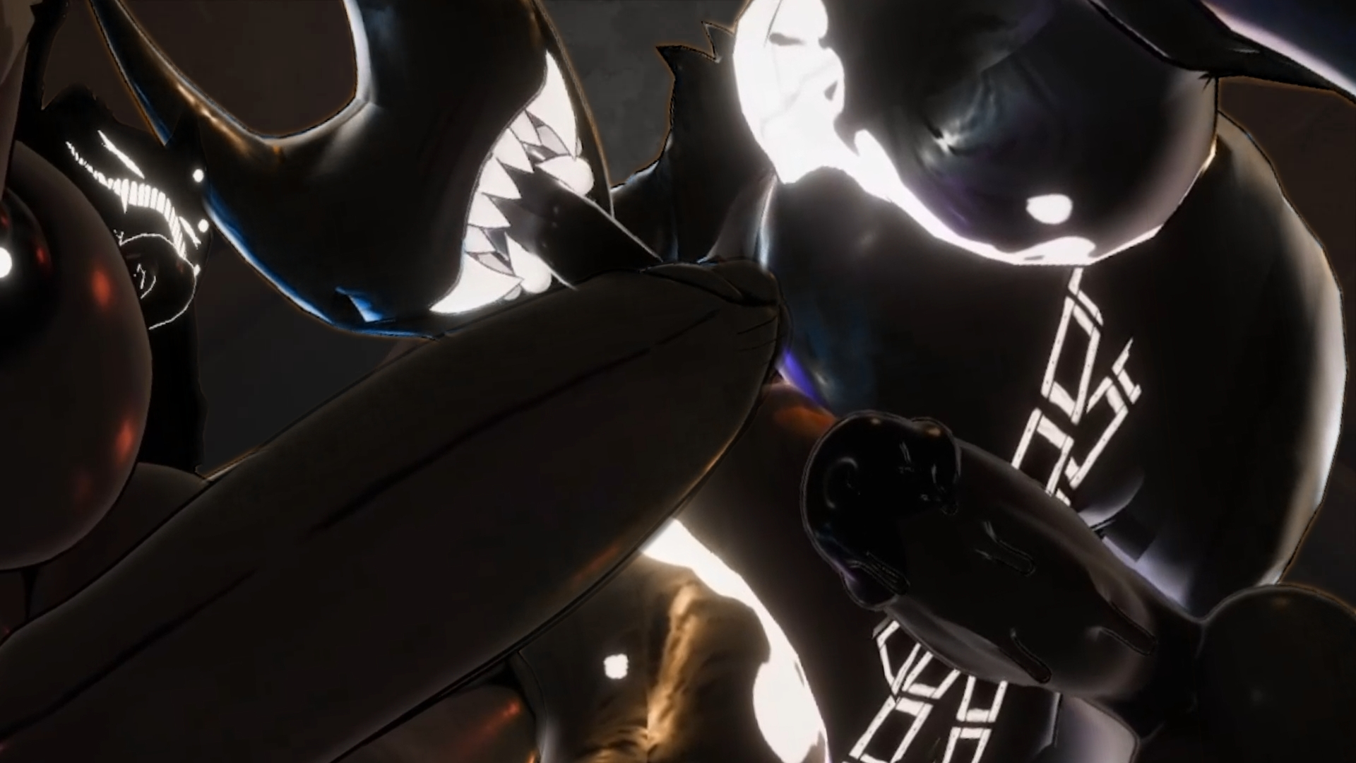 2futas, 3d, 3danthro, ass, beast bendy (cryptiacurves), beast darling (cally3d), beast darling (dreams come true), belly, bendy, bendy and the ink machine, bendy fem, bendy the dancing demon, big ass, big breasts, big butt, big penis, big teeth, black body, black fur, black skin, breasts, from below, futanari, intersex, karelia (acerattman), karelia futanari (acerattman), looking at viewer, low-angle view, open mouth, penis, pierced nipples, piercing, piercings, sloppydragons, smiler (the backrooms), tagme, tongue, tongue out, vrchat