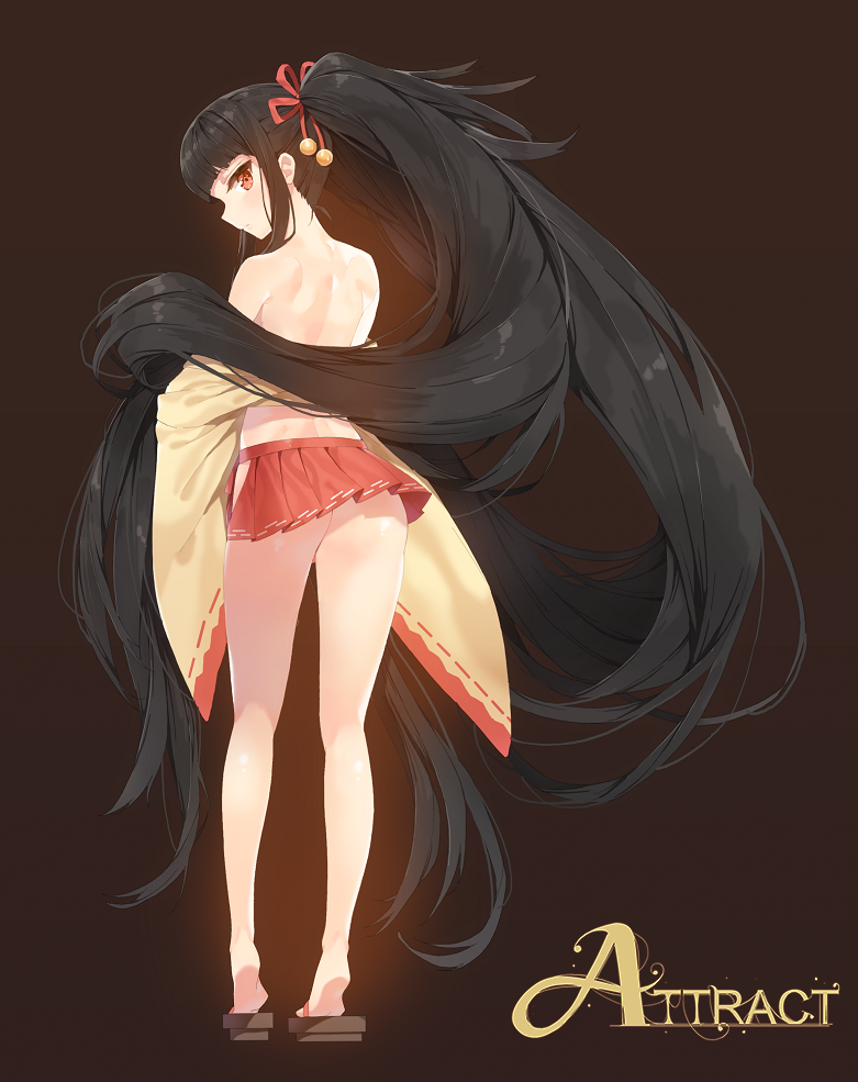 1girls absurdly_long_hair anthro anthrofied ass back bare_back black_hair from_behind gijinka humanized humanized_pokemon long_hair long_legs looking_at_viewer looking_back mawile microskirt miniskirt moemon mx2j_(nsh6394) nintendo no_bra no_panties off_shoulder personification pleated_skirt pokemon pokemon_(species) pokemon_rse ponytail red_eyes ribbon-trimmed_skirt ribbon-trimmed_sleeves ribbon_trim sandals skirt solo source_request text thigh_gap tiptoes very_long_hair watermark wide_sleeves