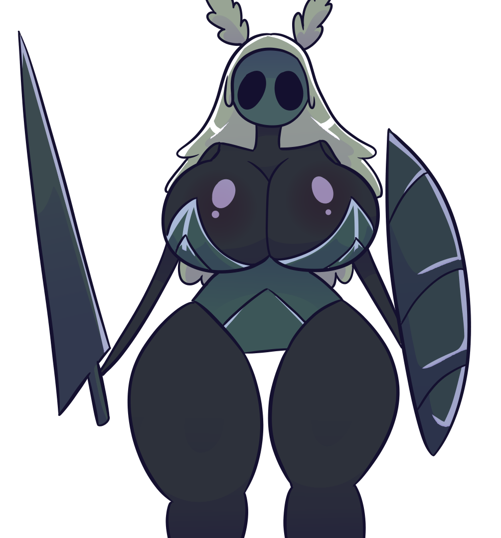 big_breasts black_eyes breasts green_hair hey!_minty hollow_knight mint_ivory moss moss_knight mosskin_tribe nail oddly_bally rule_63 shell tagme