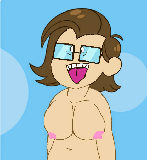 blue_background brown_hair female female_focus female_only genderswap genderswap_(mtf) glasses rule_63 saberspark sabiespark youtube