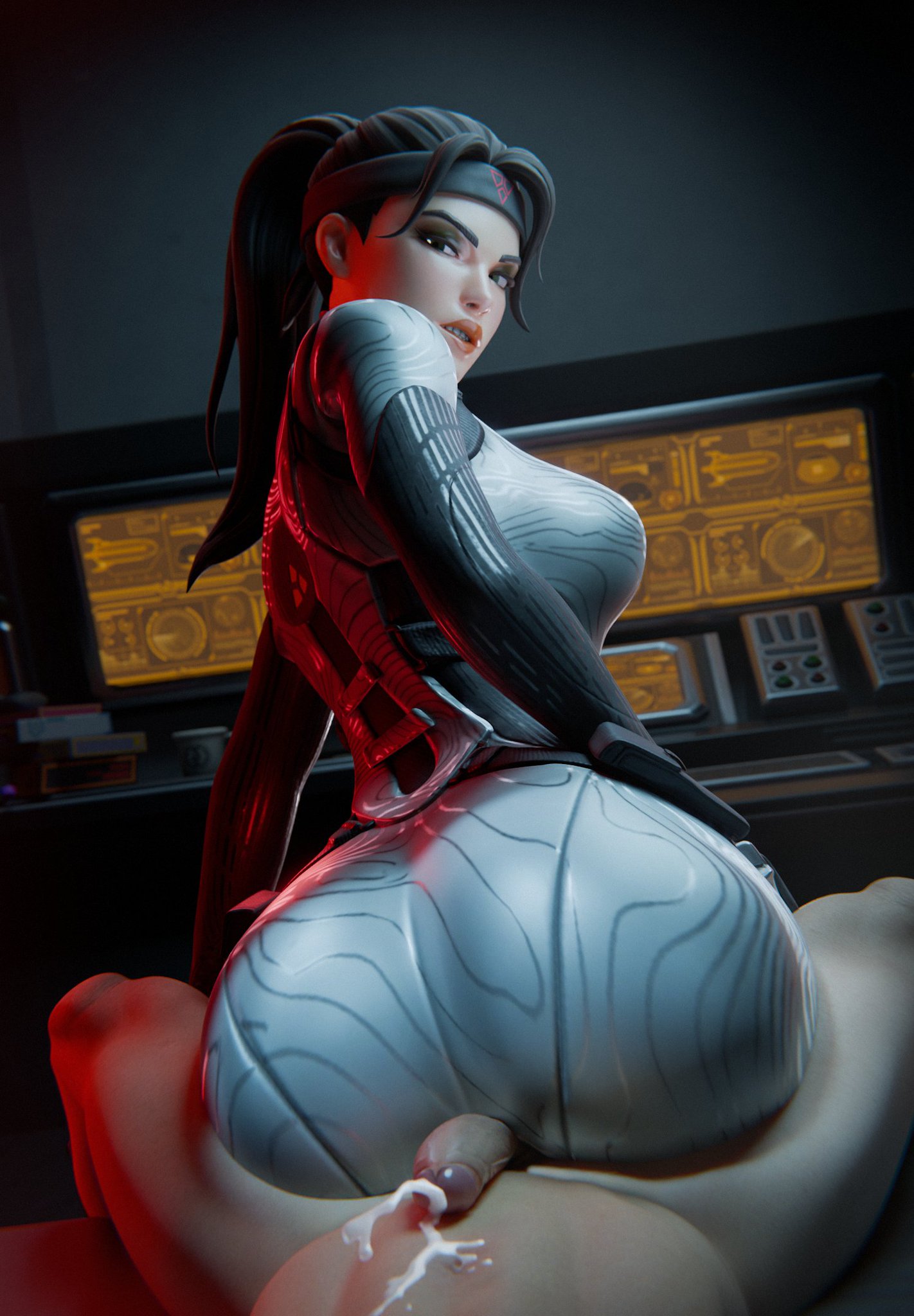 1boy, 1girls, 3d, 3d model, ass, ass focus, assjob, bandana, big ass, bodysuit, brown hair, cfnm, clothed female, clothed female nude male, cum, cum on self, cum outside, cumming from assjob, epic games, female, fortnite, fortnite: battle royale, grace crowne, headband, hot dogging, hotdogging, light skin, light-skinned female, light-skinned male, looking back, male, male/female, nude male, reverse cowgirl position, sex, shibarademu, sitting on lap, skin tight, video game character, video games