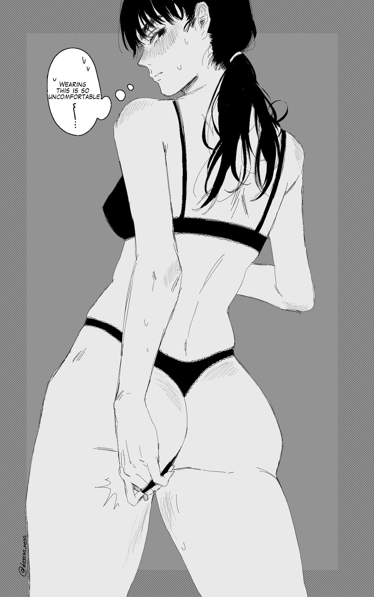 1girl, 1girls, artist request, asian, asian female, ass, black hair, black-haired female, bra, chainsaw man, female, female focus, female only, mitaka asa, solo, solo female, solo focus, tagme, tagme (artist), underwear