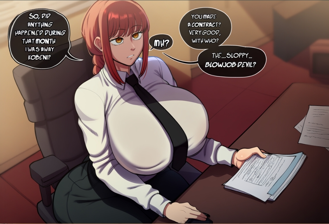 1girls, ai generated, big breasts, big butt, chainsaw man, doranne, makima (chainsaw man)