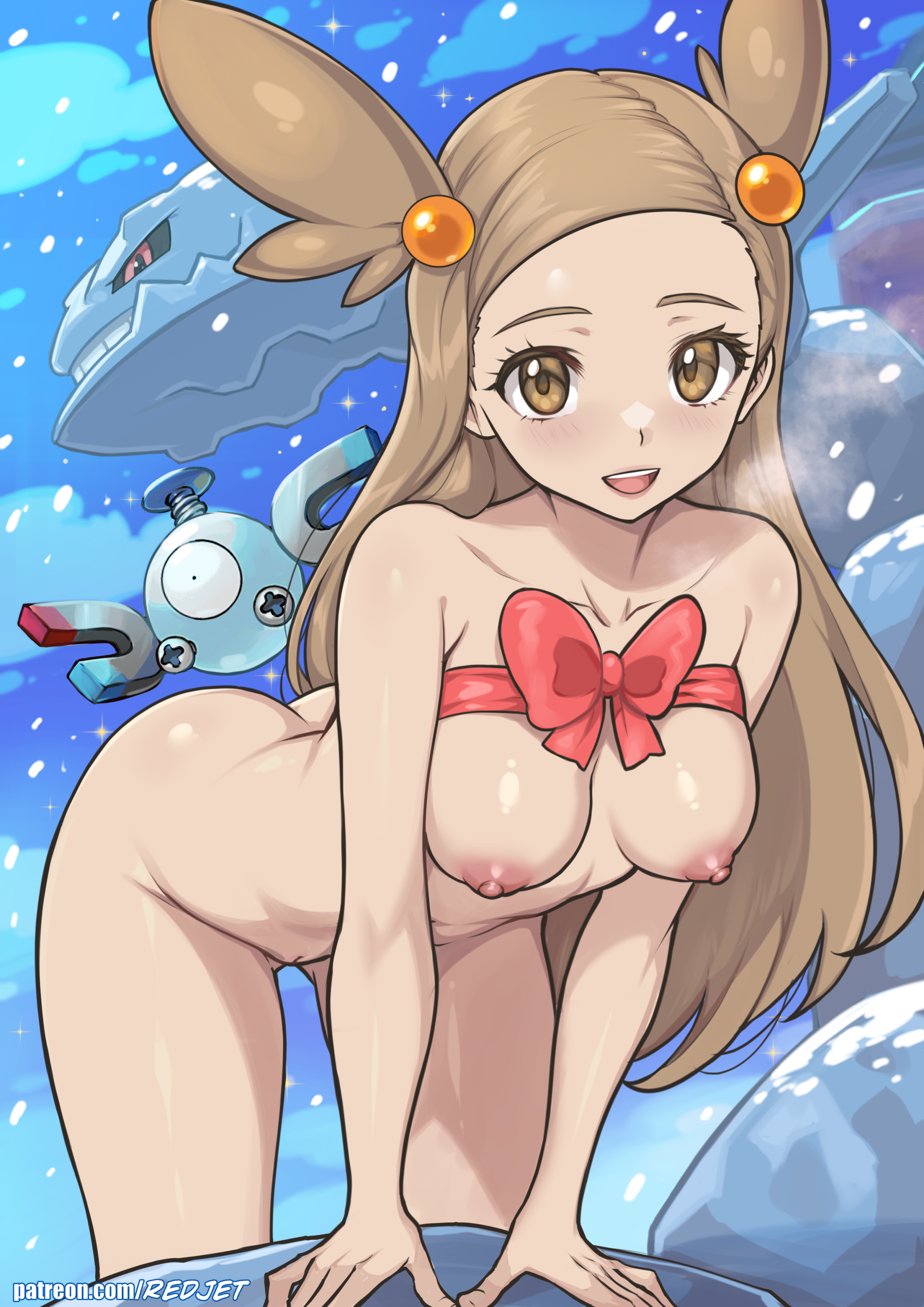 breasts, jasmine (pokemon), nipples, nude, pokemon, redjet, vagina