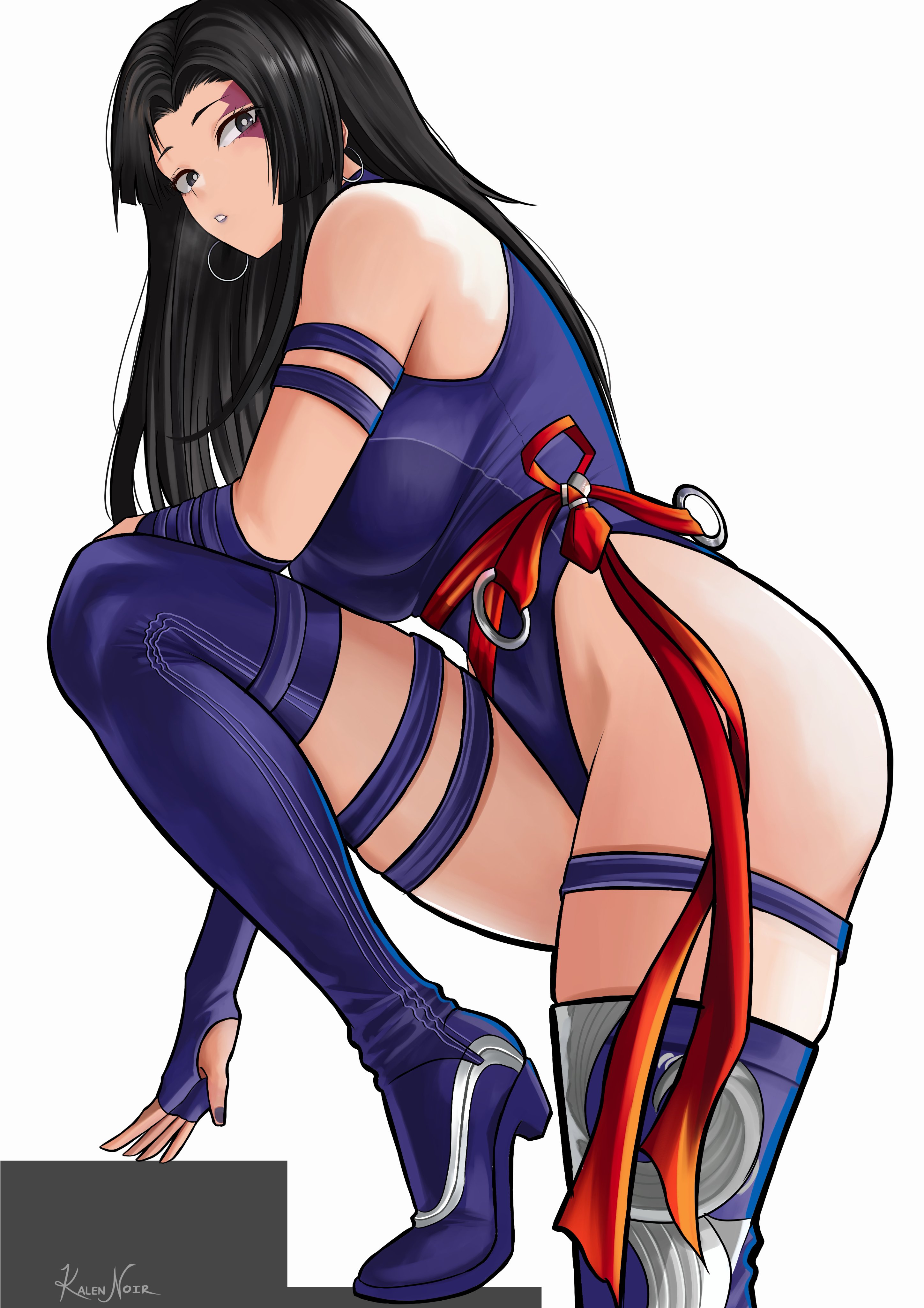 1girls, ass, big ass, big breasts, breasts, clothed, clothed female, female, female only, high heel boots, kalennoir, leg raise, marvel, marvel comics, marvel rivals, psylocke, psylocke (sai) (vengeance), standing, thick thighs