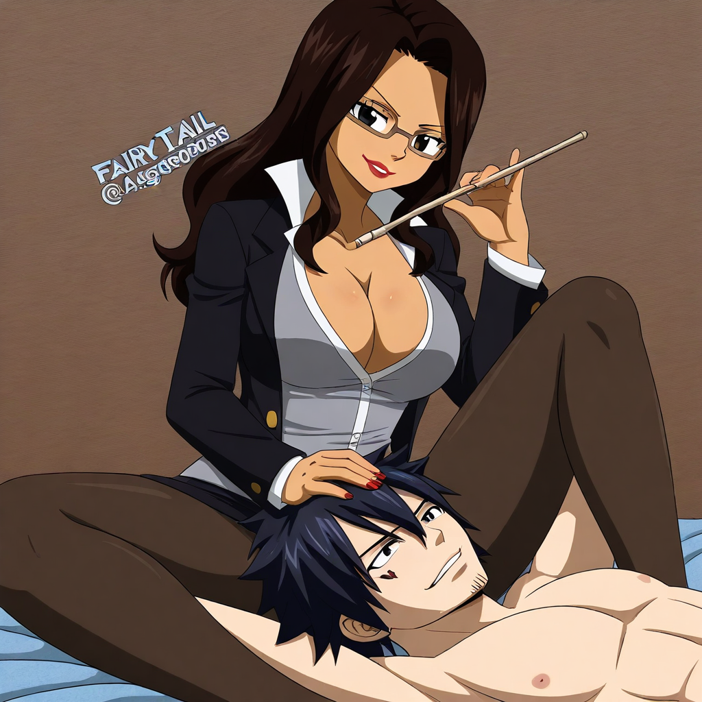 ai_generated black_hair brown_hair cana_alberona couple fairy_tail gray_fullbuster sensual sexy teacher