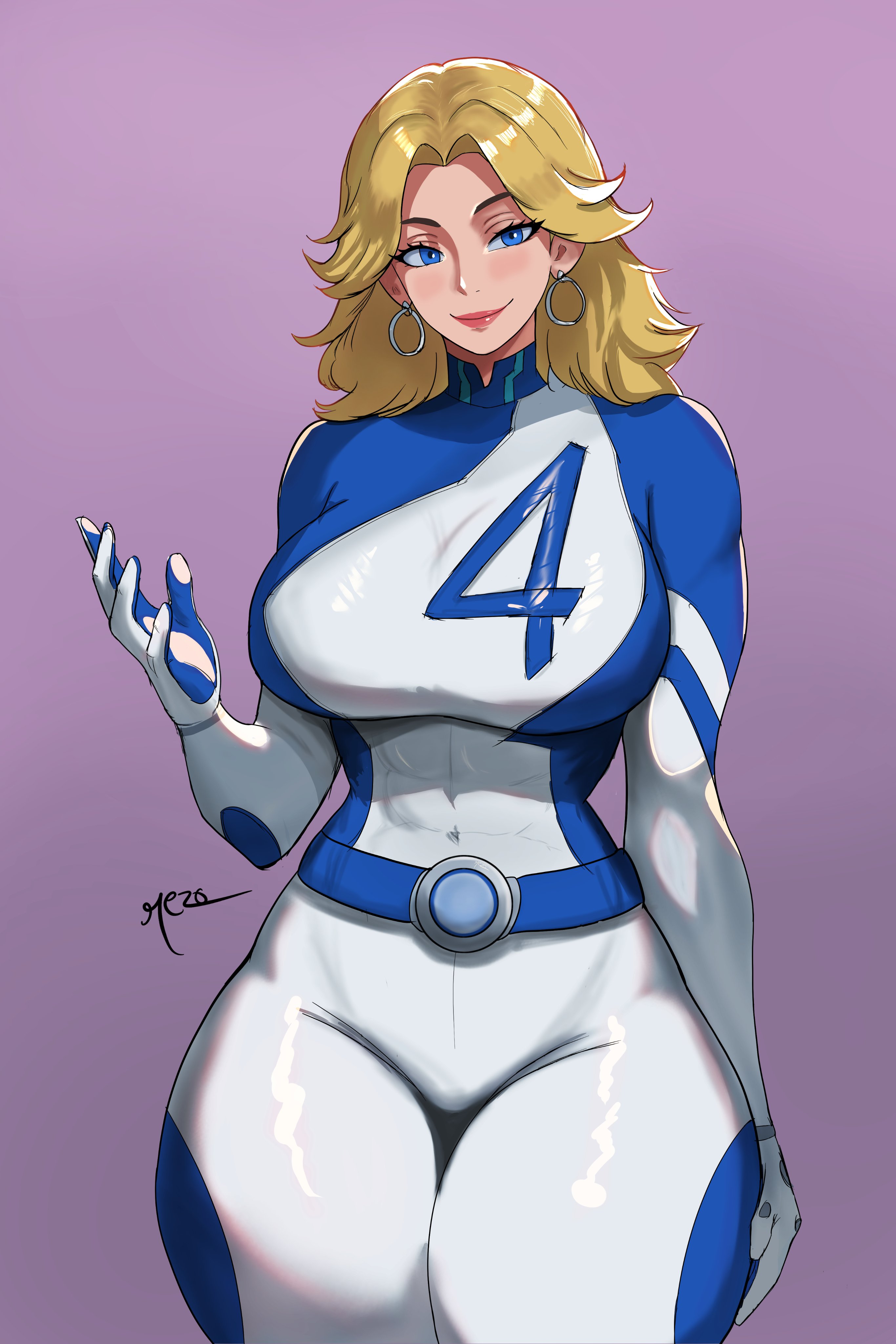 1girls, ass, big ass, big breasts, blonde hair, breasts, cleavage, female, female only, gloves, hand on thigh, invisible woman, invisible woman (marvel rivals), marvel, marvel comics, marvel rivals, rezo, sue storm, thick thighs, voluptuous