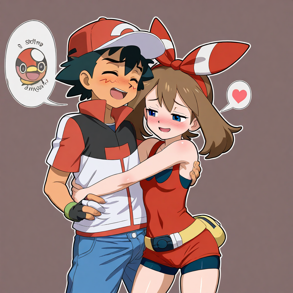 1boy 1girls ai_generated couple haruka_(pokemon) may_(pokemon) pokemon satoshi_(pokemon) satoshi_(pokemon)