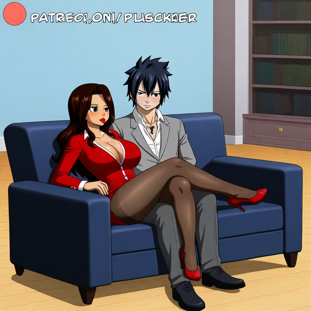 ai_generated black_hair brown_hair cana_alberona couple fairy_tail gray_fullbuster sensual sexy teacher