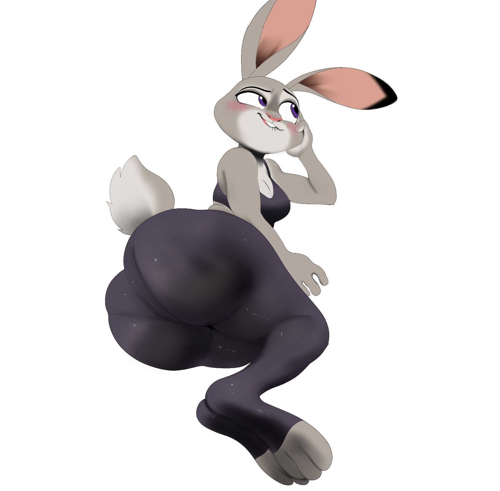 1girls, ass, ass focus, barrybbeesly, bunny, bunny ears, bunny girl, clothed, female, fully clothed, judy hopps, solo, sweatpants, tail, zootopia
