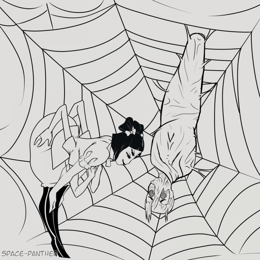 ass big_ass cocoon galaxyinfinitum hands_on_ass hypnosis muffet space-panther spider_girl spider_web stuck_in_web undertale undertale_(series)