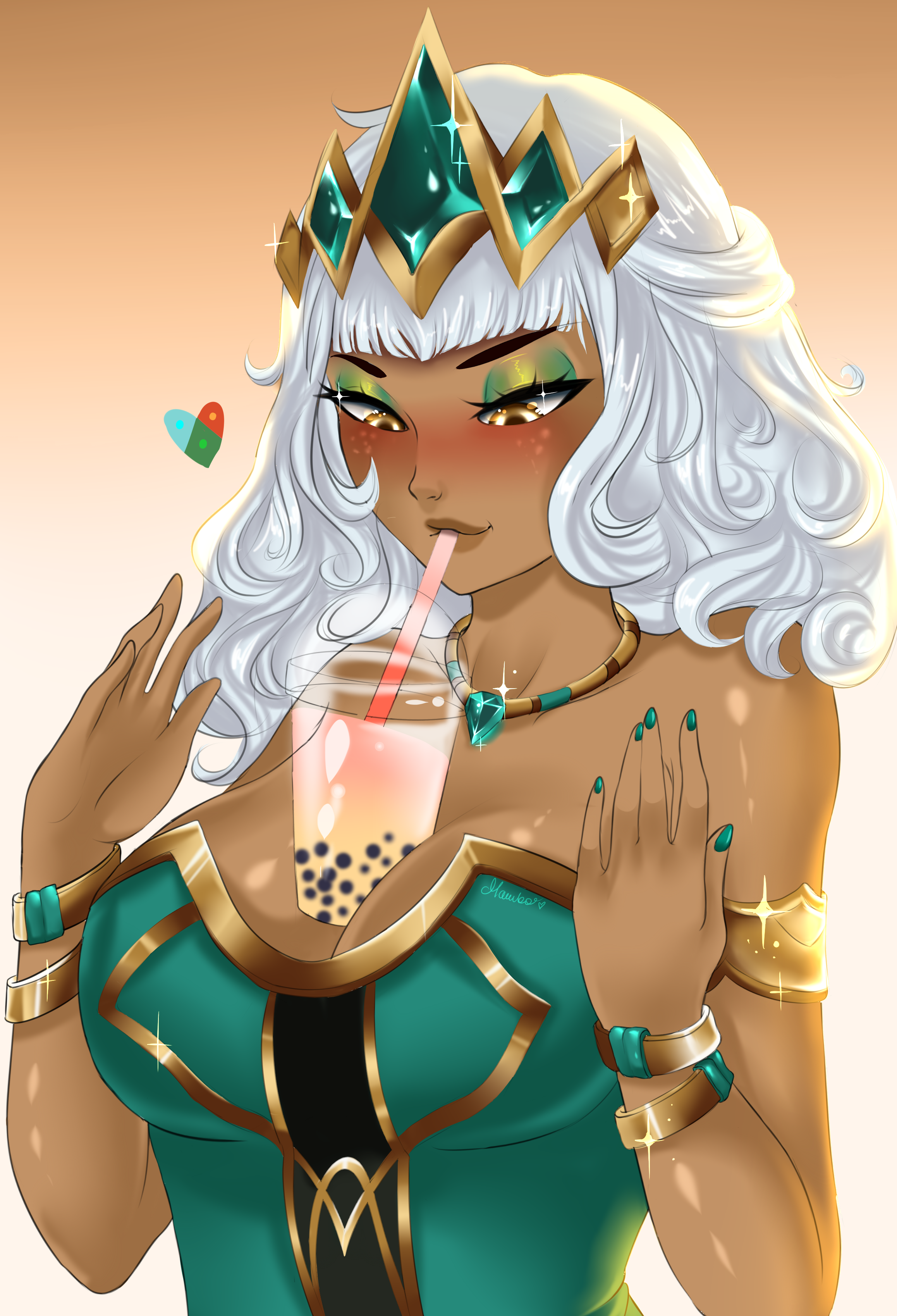 1girls, boob shelf, breasts, bubble tea challenge, female, league of legends, qiyana yunalai, tagme, tapioca challenge, thighs