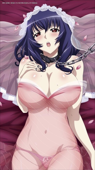 big_breasts blue_hair censored censored_nipples chained female female_only huge_breasts official_art panties red_eyes seikon_no_qwaser tomo_yamanobe yamanobe_tomo