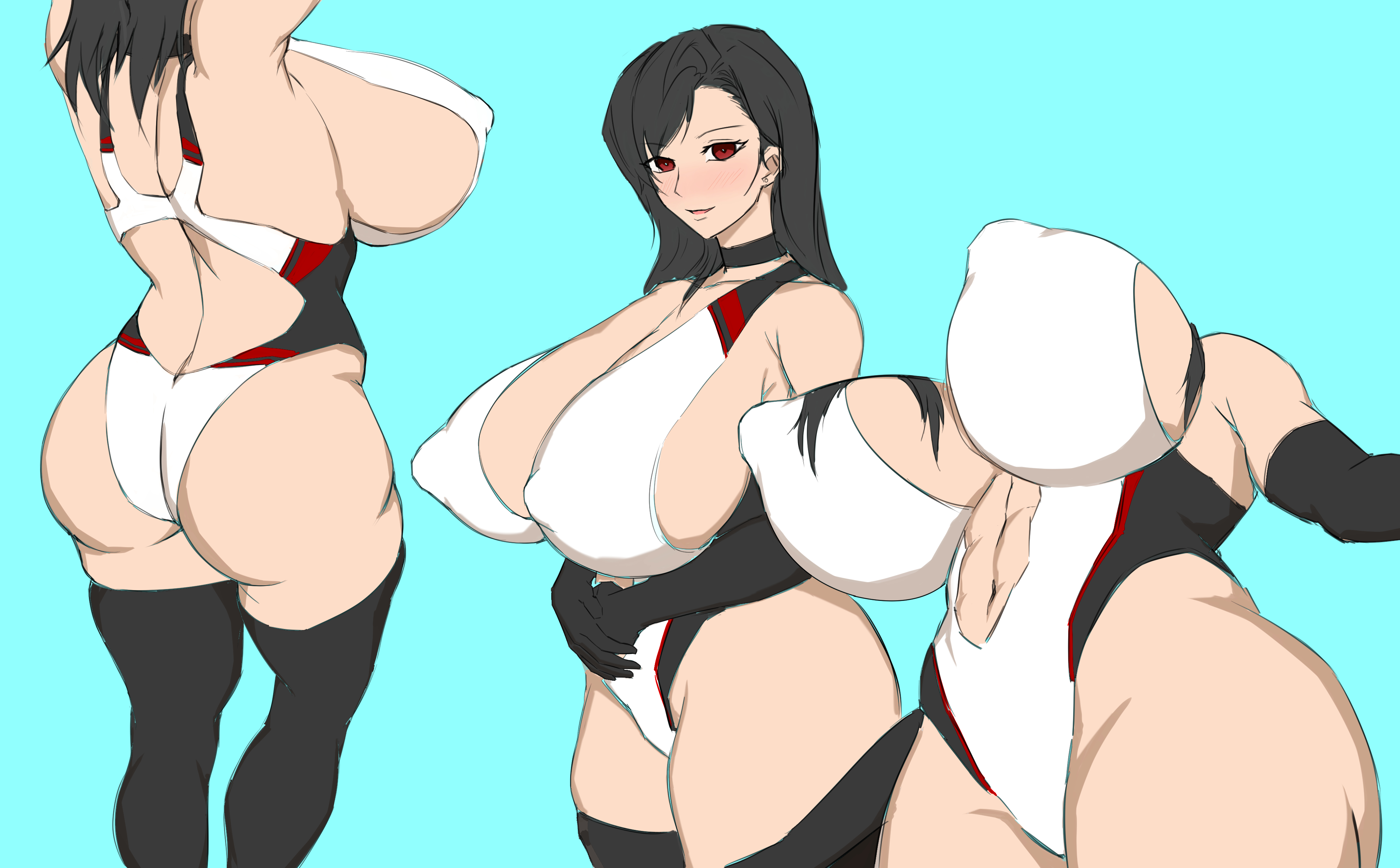 1girls, 624 (artist), ass, big ass, big breasts, breasts, cleavage, female, female only, final fantasy, final fantasy vii, huge breasts, large breasts, looking at viewer, thighhighs, tifa lockhart