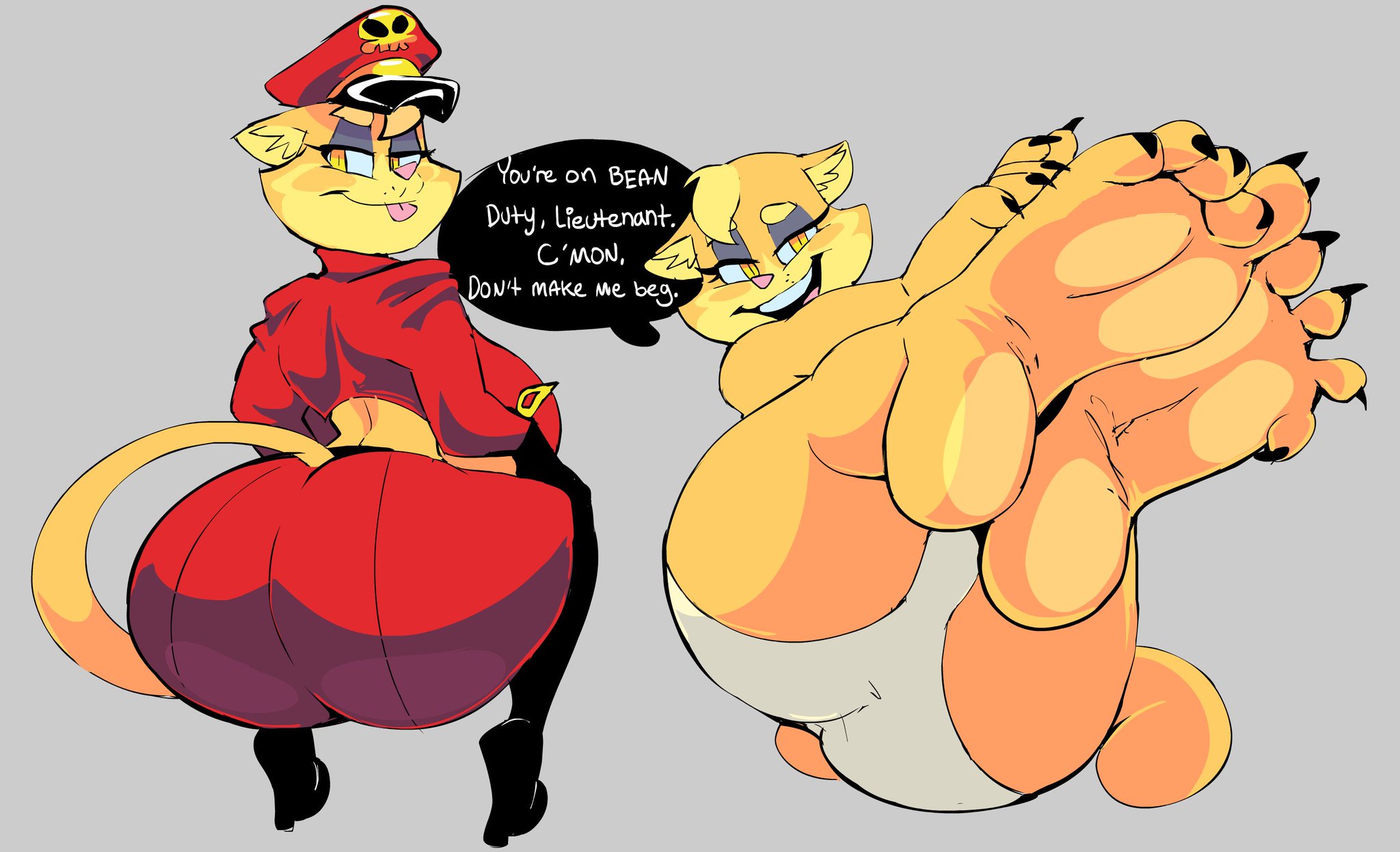 1girls, anthro, ass, big ass, clothed, clothing, english text, feet, feline, female, female only, foot fetish, furry, half-closed eyes, heel boots, heels, high heels, huge ass, large ass, lilly (vimhomeless), looking at viewer, panties, platform heels, presenting, presenting feet, presenting hindquarters, simple background, smile, solo, squatting, text, tongue, tongue out, vimhomeless