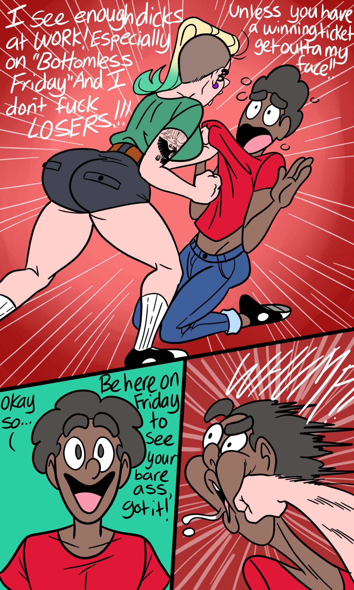 amber_mccallahan_(wappah) comic dark-skinned_male female male punch threatening wappah wappah_wilson_(wappah)