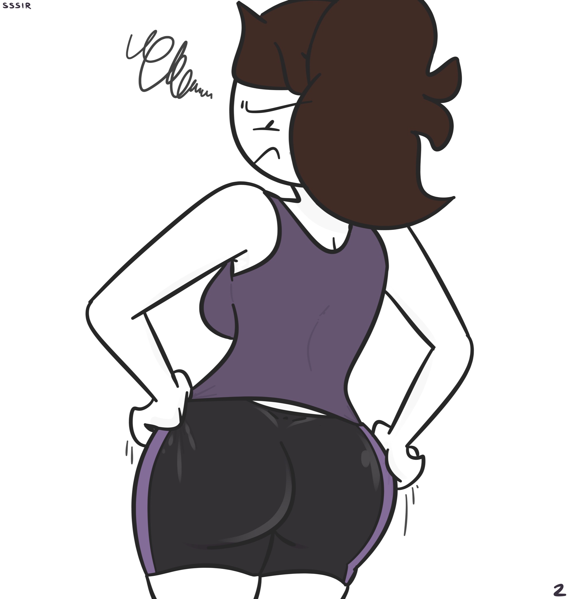 1girls, 2020, ass, breasts, brown hair, comic, female, huge breasts, jaiden, jaiden animations, jaiden smut, large breasts, looking back, mob face, ponytail, short hair, simple background, slobbyslapper, sssir, sssir8, thick ass, thick thighs, thighs, white background, white skin, wide hips, youtube, youtuber