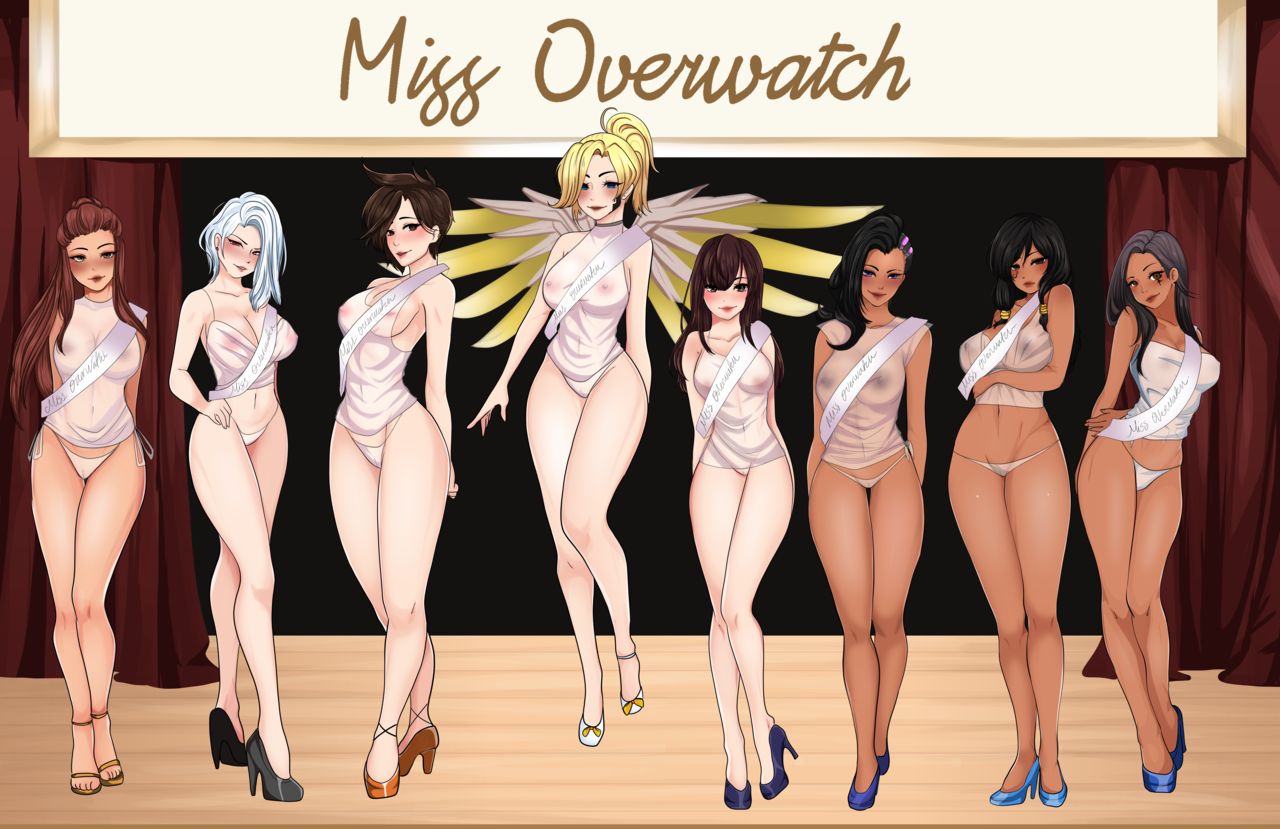 2d 6+girls 8girls age_difference aged_down ana_amari ashe_(overwatch) asian blizzard_entertainment brigitte d.va egyptian female female_only high_heels latina mercy multiple_girls open_toe_shoes overwatch pharah pose ruricchi sombra time_paradox tracer wet_shirt